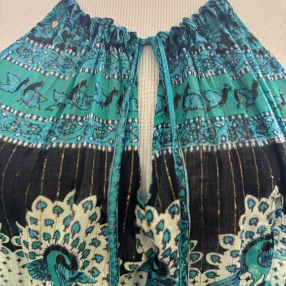 CALYPSO‎ St. Barth Womens S Cappi Jumpsuit Cotton Beaded Bohemian Peacock Sheer - Picture 5 of 14